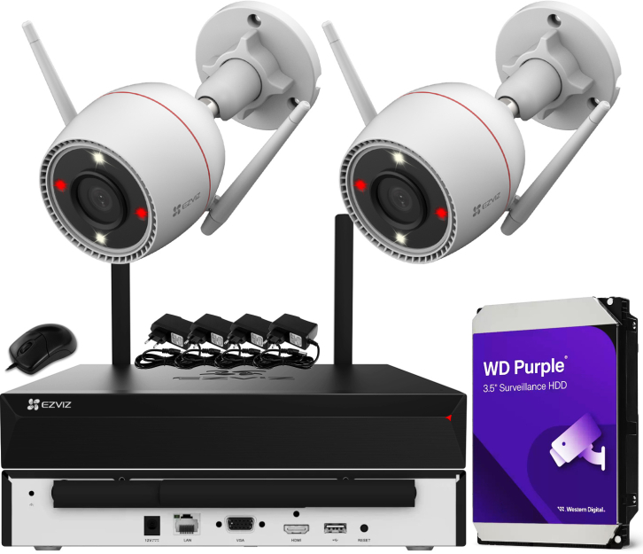 Zestaw Monitoringu WiFi 5Mpx, 2 Kamery zewnętrzne H3c 3K, Dual Light, Audio - EZVIZ | H8c 3K (x2) WIFI KIT