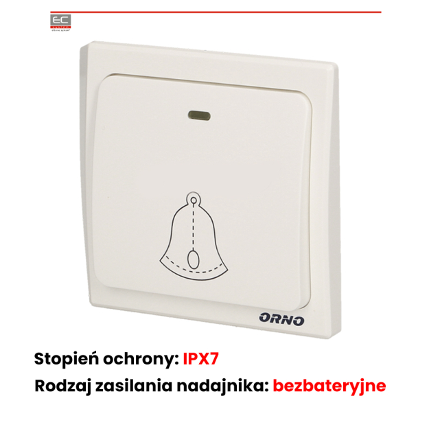 OR-DB-LT-126PD - Przycisk bezprzewodowy do dzwonków z serii LOGICO - ORNO