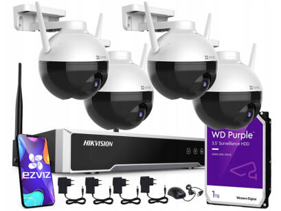 Zestaw do Monitoringu WiFi 2Mpx 4 Kamery CS-C8C, Rejestrator 8ch - Ezviz & Hikvision | CS-C8C + NVR-8CH-W