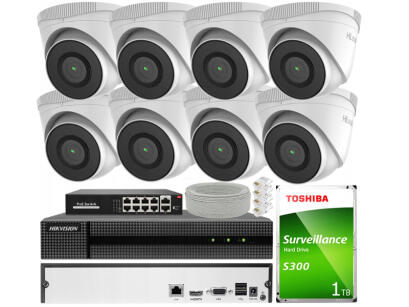 Zestaw do Monitoringu IP 2Mpx 8 Kamer IPCAM-T2, Rejestrator 8ch - HiLook by Hikvision | IPCAM-T2 + HWN-2108MH