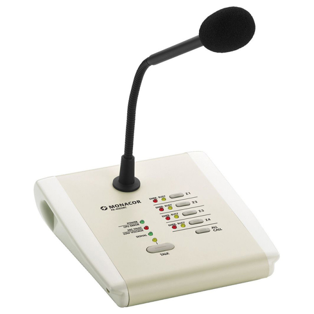 PA-4000RC - Mikrofon pulpitowy PA, 4-strefowy - MONACOR | PA-4000RC