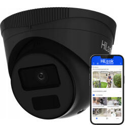 IPCAM-T4-P BLACK - Kamera kopułkowa IP 4Mpx, 2.8mm, IR20m, PoE - HiLook by Hikvision | IPCAM-T4-P BLACK