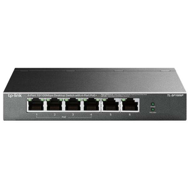 TL-SF1006P - Switch PoE 4+2, 100Mbps, 67W - TP Link | TL-SF1006P