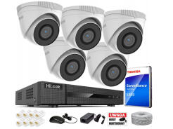 Zestaw do Monitoringu IP 5Mpx 5 Kamer IPCAM-T5 - HiLook by Hikvision | IPCAM-T5 + NVR-8CH-5MP/8P
