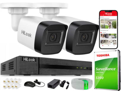 Zestaw do Monitoringu IP 4Mpx, 2 Kamery IPC-B141H-C, PoE, IR20m, IP67 - HiLook by Hikvision | IPC-B141H-C(x2) POE KIT