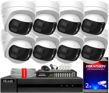 Zestaw do Monitoringu IP 6Mpx, 8 Kamer IPC-T260HAD-LUF/SL Smart Hybrid Light, MD2.0, Live Guard - HiLook by Hikvision | IPC-T260HAD-LUF/SL(x8) POE KIT