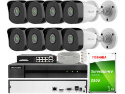 Zestaw do Monitoringu IP 2Mpx 8 Kamer IPCAM-B2, Rejestrator 8ch - HiLook by Hikvision | IPCAM-B2 + HWN-2108MH