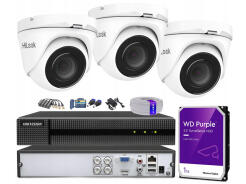 Zestaw do monitoringu TurboHD, 3 kamery 5Mpx, rejestrator 4ch - HiLook by Hikvision | TVICAM-T5M + DVR-4CH-4MP
