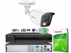 Zestaw do monitoringu TurboHD, 1 kamera zewnętrzna Hybrid Light 2Mpx, Rejestrator 4ch - HiLook by Hikvision | TVICAM-B2M-20DL + DVR-4CH-4MP