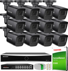Zestaw do Monitoringu IP 4Mpx, 12 Kamer IPC-B141H-C BLACK, Rejestrator DS-7616NXI-K1, 16xPoE - HiLook by Hikvision | IPC-B141H-C BLACK(x12) NXI KIT