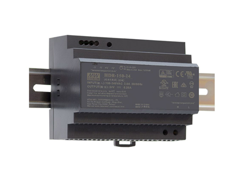 HDR-150-12 - Zasilacz na szynę DIN 12V, 11.3A, zabezpieczenia SCP, OLP, OVP - MEAN WELL | HDR-150-12
