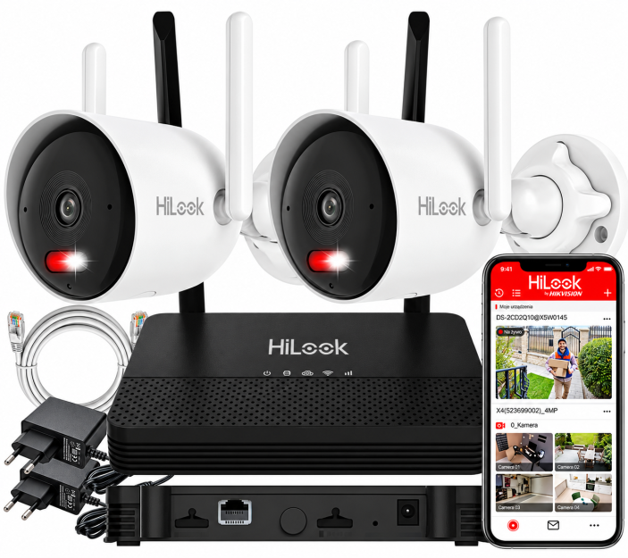 IKS-2044BH-PH/WX - Zestaw do monitoringu WiFi EasyLink, 2x Kamera 4Mpx, Rejestrator NVS - HiLook by Hikvision | IKS-2044BH-PH/WX