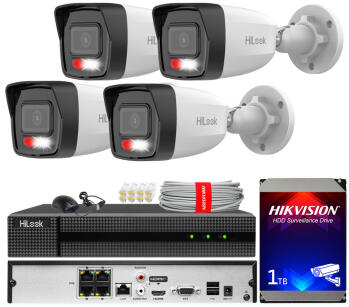 Zestaw do monitoringu IP 8Mpx 4K, 4 Kamery IPC-B180HA-LU, PoE  - HiLook by Hikvision | IPC-B180HA-LU(x4) POE KIT