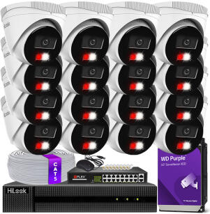 Zestaw do Monitoringu IP 6Mpx, 16 Kamer IPC-T260HA-LU Smart Hybrid Light, PoE - HiLook by Hikvision | IPC-T260HA-LU(x16) POE KIT