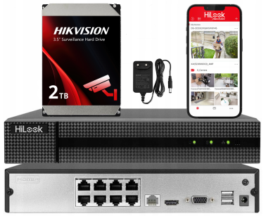 NVR-108MH-D/8P-2TB - Rejestrator IP 8-kanałowy z dyskiem 2TB, 8x PoE, do 6Mpx, H.265  - Hilook by Hikvision | NVR-108MH-D/8P-2TB