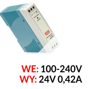 MDR-10-24 - Zasilacz 24V DC / 0,42A na szynę DIN - Mean Well | MDR-10-24
