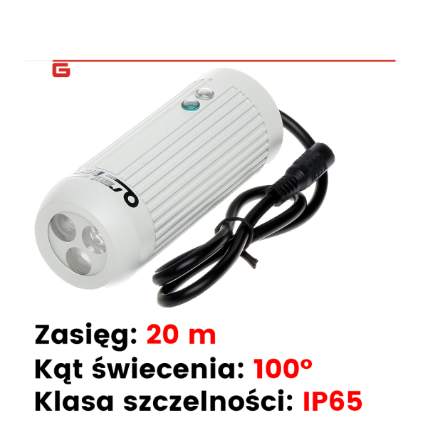 IRD-020100 - Reflektor podczerwieni, zewnetrzny, zasięg 20m, IP65