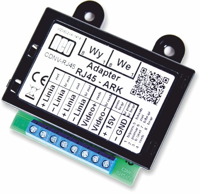 CDNV-RJ45 - Adapter do cyfrowych systemów wideodomofonowych ACO, umożliwia rozdzielenie żył skrętki UTP na złącza śrubowe ARK - ACO | CDNV-RJ45