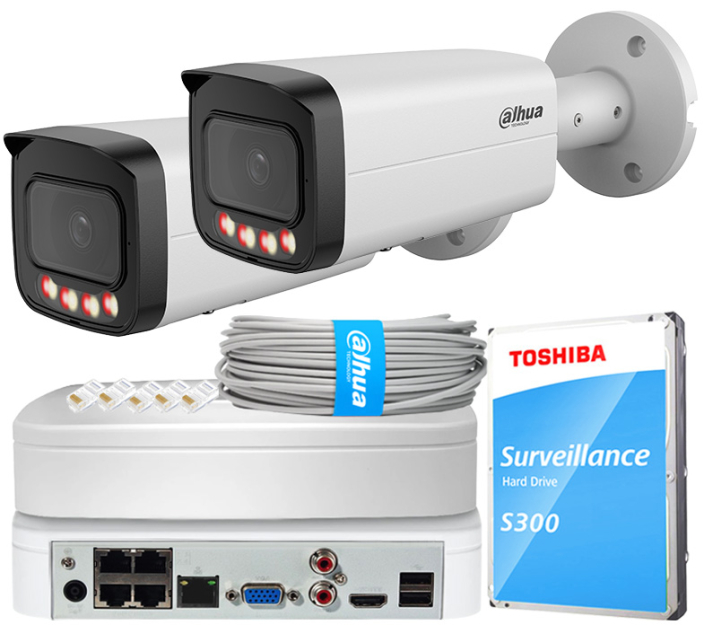 Zestaw do Monitoringu IP 12Mpx, 2 Kamery IPC-HFW21249TP-AS-IL-0280B, Dual Light, PoE - DAHUA | IPC-HFW21249TP-AS-IL-0280B(X2) POE KIT