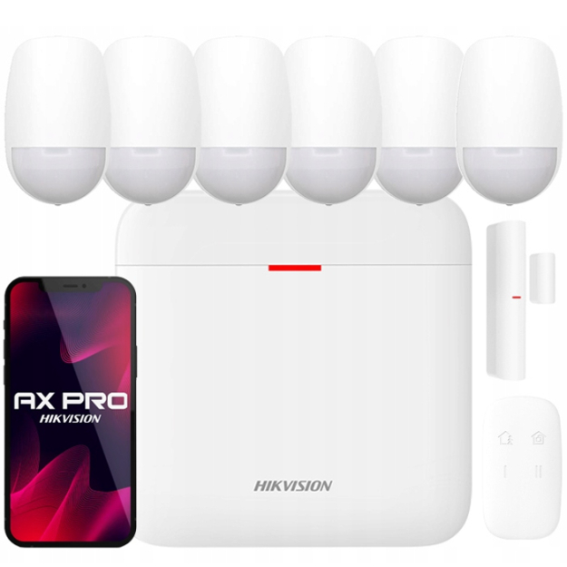 Zestaw alarmowy bezprzewodowy AX PRO, 6x czujka ruchu PIR, WiFi, GPRS - Hikvision | AX PRO