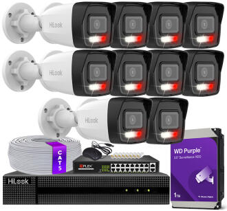 Zestaw do Monitoringu IP 6Mpx, 10 Kamer IPC-B160HA-LU Smart Hybrid Light, PoE - HiLook by Hikvision | IPC-B160HA-LU(x10) POE KIT
