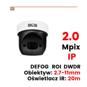 BCS-SDIP1204IR-II - Kamera obrotowa 2 Mpx, 2.7-11mm, 4x zoom, DWDR,  Ultra DNR, DEFOG, ROI, IR 20M - BCS LINE