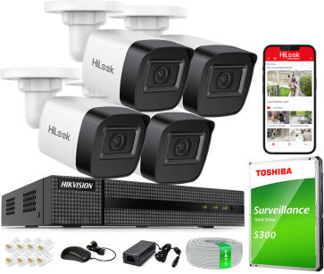 Zestaw do Monitoringu IP 4Mpx, 4 Kamery IPC-B141H-C, PoE, IR20m, IP67 - HiLook by Hikvision | IPC-B141H-C(x4) POE KIT