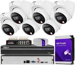 Zestaw do Monitoringu IP 6Mpx, 6 Kamer IPC-HDW1639T-A-IL, Dual Light, PoE - DAHUA | IPC-HDW1639T-A-IL(X6) POE KIT