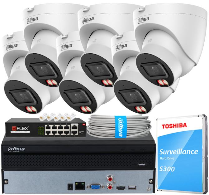 Zestaw do Monitoringu IP 12Mpx, 6 Kamer IPC-HDW21249T-S-IL-0280B, Dual Light, PoE - DAHUA | IPC-HDW21249T-S-IL-0280B(X6) POE KIT