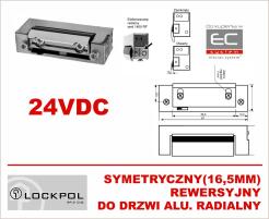 1411RF-24DC - Elektrozaczep 24VDC symetryczny, rewersyjny, radialny do drzwi aluminiowych - Lockpol | 1411RF-24DC