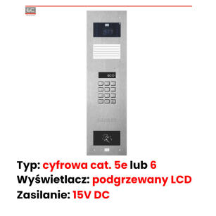 INSPIRO 15S+ - Centrala Slave, kamera kolorowa 2.8mm, mała lista opisowa, zamek szyfrowy, czytnik zbliżeniowy - ACO | INSPIRO 15S+