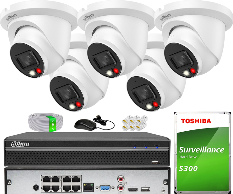 Zestaw do Monitoringu IP 6Mpx, 5 Kamer IPC-HDW2649TM-S-IL-0280B, Dual Light, PoE - DAHUA | IPC-HDW2649TM-S-IL-0280B(X5) POE KIT