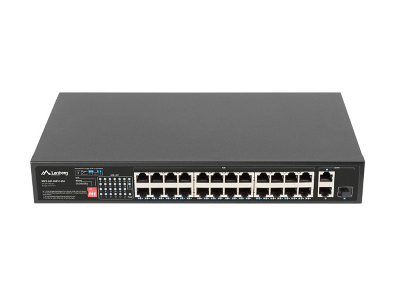 RSFE-24P-1GE1C-250 - Switch PoE 27-portowy, 24x PoE, 1x Uplink, 1x Combo - Lanberg | RSFE-24P-1GE1C-250