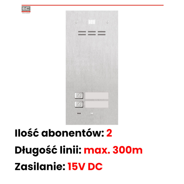 FAM-PRO-A-2NPACC - Panel cyfrowy Familio PRO-A z 2 przyciskami, czytnikiem zbliżeniowym, podtynkowy, stal nierdzewna - ACO | FAM-PRO-A-2NPACC