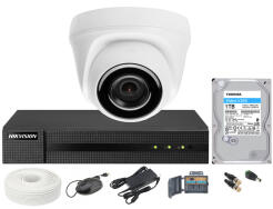 Zestaw do monitoringu Full HD, kamera kopułkowa, HDD 1TB, rejestrator 4ch - Hikvision Hiwatch | 5904035370952