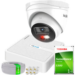 Zestaw do Monitoringu IP Full HD, 1 Kamera IPCAM-T2-30DL, Hybrid Light, Rejestrator 4ch PoE, MD 2.0 - HiLook by Hikvision | 1x IPCAM-T2-30DL- + NVR-4CH-H/4P