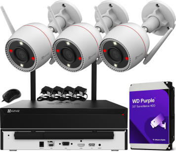 Zestaw Monitoringu WiFi 5Mpx, 3 Kamery zewnętrzne H3c 3K, Dual Light, Audio - EZVIZ | H8c 3K (x3) WIFI KIT