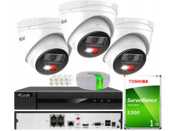 Zestaw do Monitoringu IP 4Mpx 3 Kamery IPCAM-T4-30DL, Hybrid Light, Rejestrator 4ch z PoE, MD 2.0 - HiLook by Hikvision | IPCAM-T4-30DL + NVR-4CH-5MP/4P