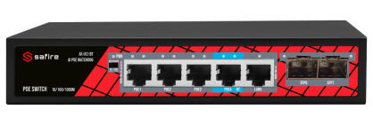 SF-SW0704HIPOE-GMF-65 - Switch PoE 4+3 10/100/1000Mbps, 65W - Safire | SF-SW0704HIPOE-GMF-65