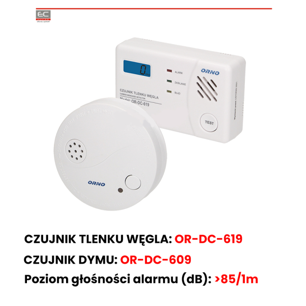 OR-DC-620 - Zestaw bateryjny czujnik czadu + czujnik dymu - ORNO | OR-DC-620
