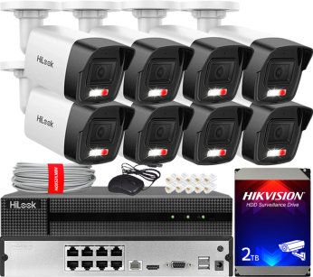 Zestaw do Monitoringu IP 4Mpx, 8 Kamer IPC-B140HA-LUC Smart Hybrid Light, PoE - HiLook by Hikvision | IPC-B140HA-LUC(x8) POE KIT