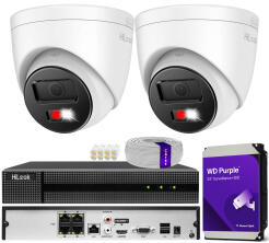 Zestaw do monitoringu IP 8Mpx 4K, 2 Kamery IPC-T280HA-LUF/SL Live Guard, PoE  - HiLook by Hikvision | IPC-T280HA-LUF/SL(x2) POE KIT