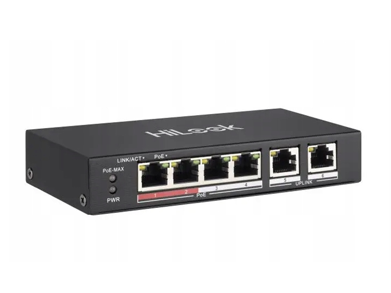 SW-06-POE - Switch PoE 4+2 10/100Mbps, 4x PoE, 35W - Hilook by Hikvision | SW-06-POE