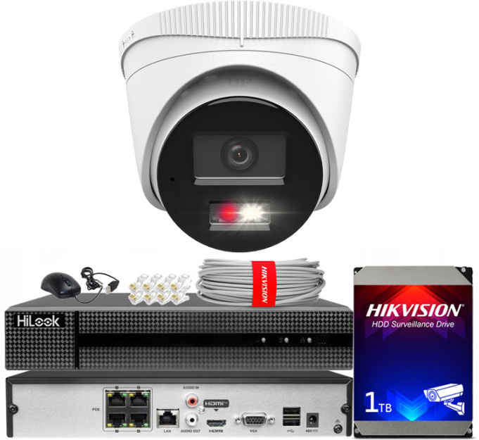 Zestaw do monitoringu IP 8Mpx 4K, 1 Kamera IPC-T280HA-LU PoE  - HiLook by Hikvision | IPC-T280HA-LU (x1) POE KIT