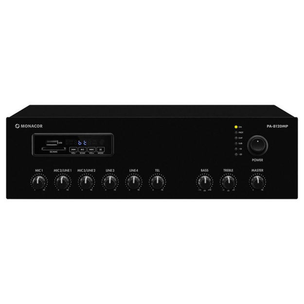 PA-812DMP - Cyfrowy wzmacniacz miksujący PA mono, 120W RMS - MONACOR | PA-812DMP