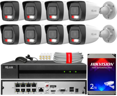 Zestaw do monitoringu IP 8Mpx 4K, 8 Kamer IPC-B180HA-LU, PoE  - HiLook by Hikvision | IPC-B180HA-LU(x8) POE KIT