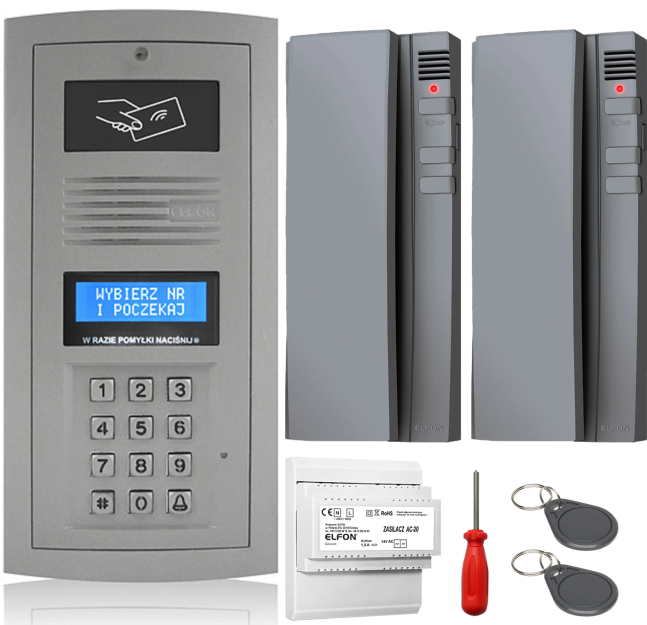 Zestaw domofonowy Elfon OPTIMA OP-255R-P + 2x Unifon OP-U7-S - ELFON | OP-255R-P + 2x OP-U7-S