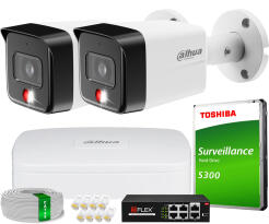 Zestaw do Monitoringu IP 6Mpx, 2 Kamery IPC-HFW1639TC-A-IL-0280B-S6, Dual Light, PoE - DAHUA | IPC-HFW1639TC-A-IL-0280B-S6(X2) POE KIT