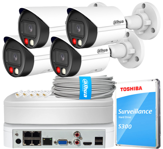 Zestaw do Monitoringu IP 6Mpx, 4 Kamery IPC-HFW2649S-S-IL-0280B, Dual Light, PoE - DAHUA | IPC-HFW2649S-S-IL-0280B(X4) POE KIT