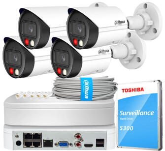 Zestaw do Monitoringu IP 6Mpx, 4 Kamery IPC-HFW2649S-S-IL-0280B, Dual Light, PoE - DAHUA | IPC-HFW2649S-S-IL-0280B(X4) POE KIT